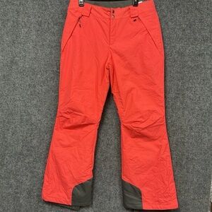 L Mountain Hardwear Ski Snow Pants Mens Large Orange RECCO Waterproof Nylon